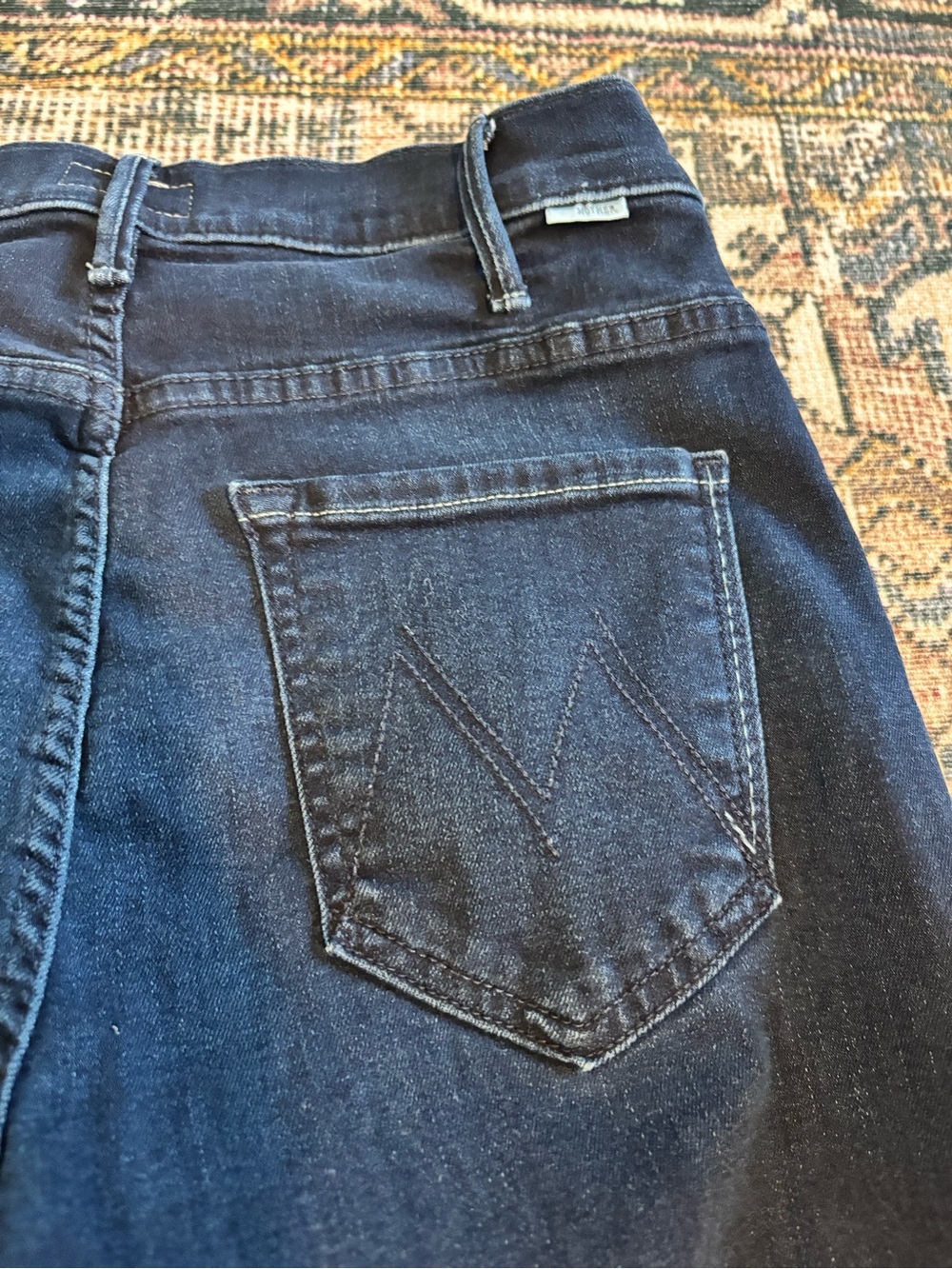 MOTHER Hustler Roller Sneak Blue Wide-Leg Women's Jeans - Picture 4 of 5